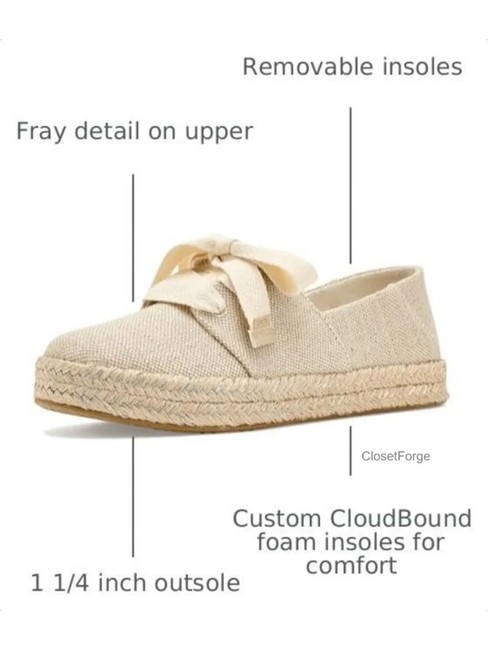 Lace-Up Flatform Espadrilles Canvas Removable Foam Insoles Casual
